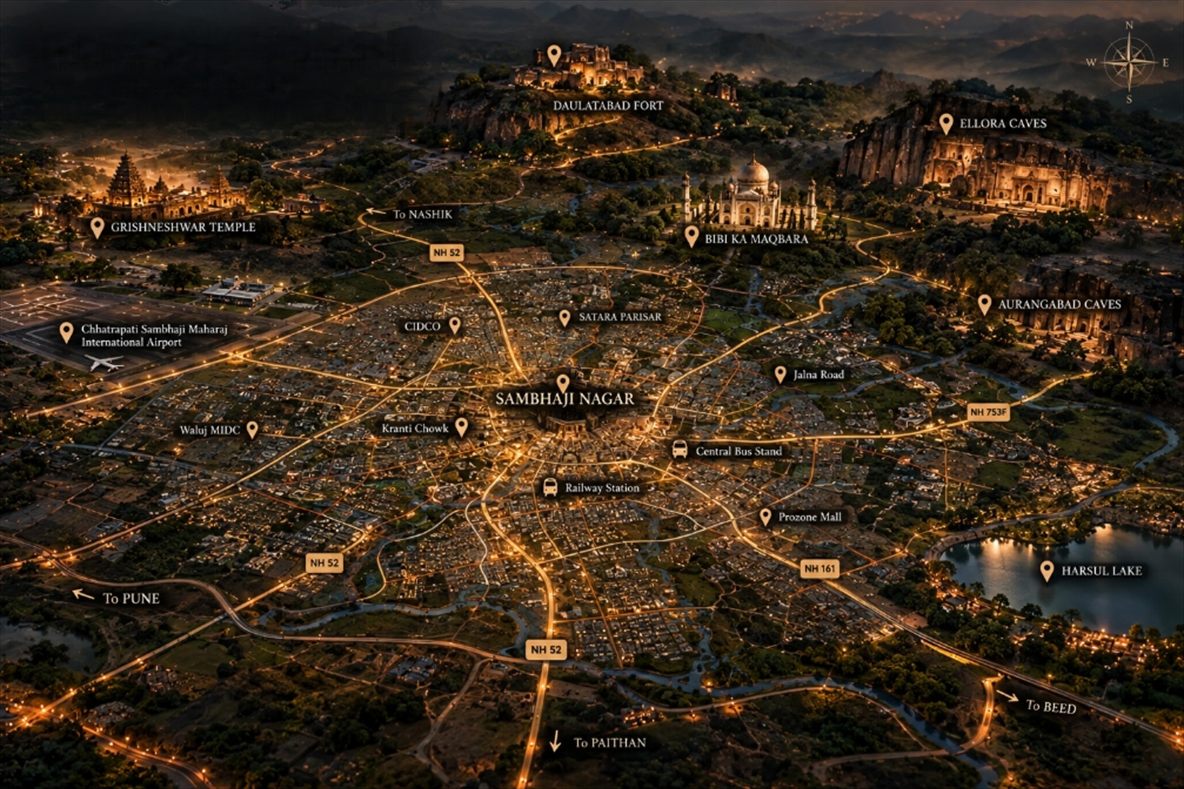 Chhatrapati Sambhajinagar Reference Map — Fine Homes, Heritage & Real Estate Horizons